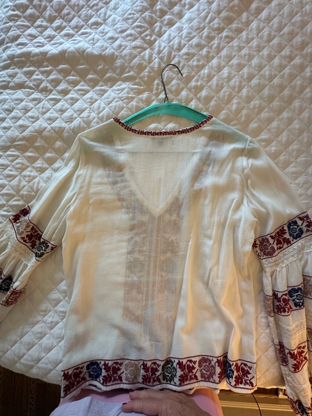 Love Sam Cream Boho Tunic with Multicolor Embroidered Trim - Picture 2 of 4